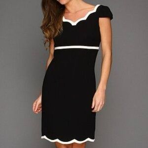 Tahari ASL Dress Black White Scalloped Neckline‎ & Hem Sz 8 NWT 💥SALE💥